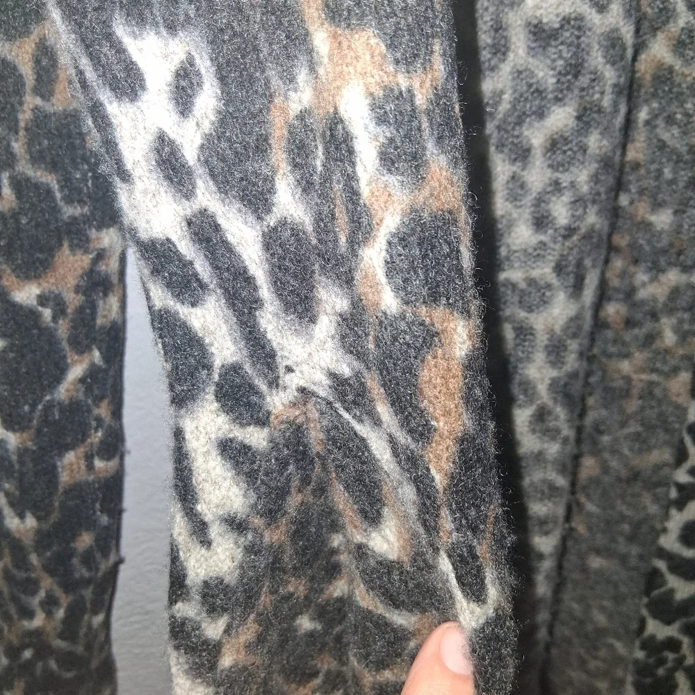360Cashmere Leopard Print Long Line Cardigan S